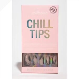 Chillhouse Chill Tips Midnight Magic Press-On Nails Black Silver Metallic Almond